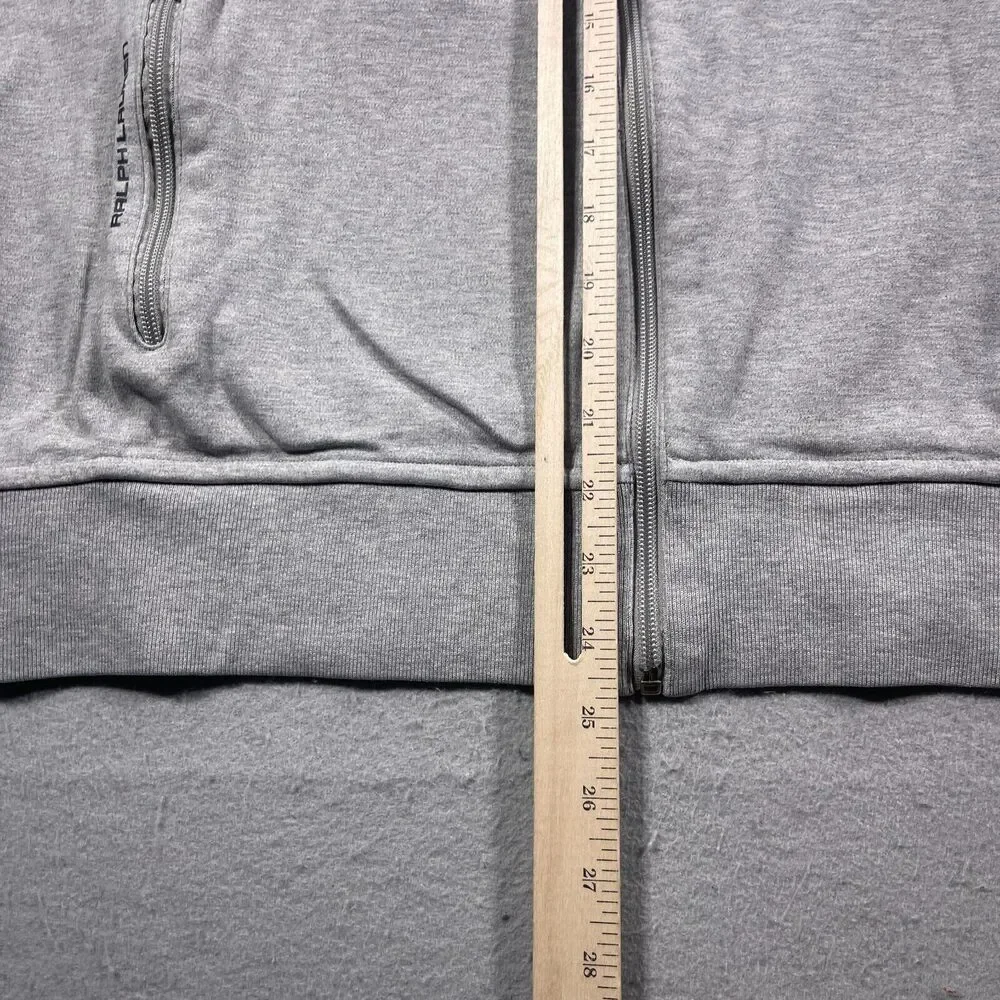 Polo Ralph Lauren Track Jacket Men Large Regular Gray Navy Stripe Athleisure‎